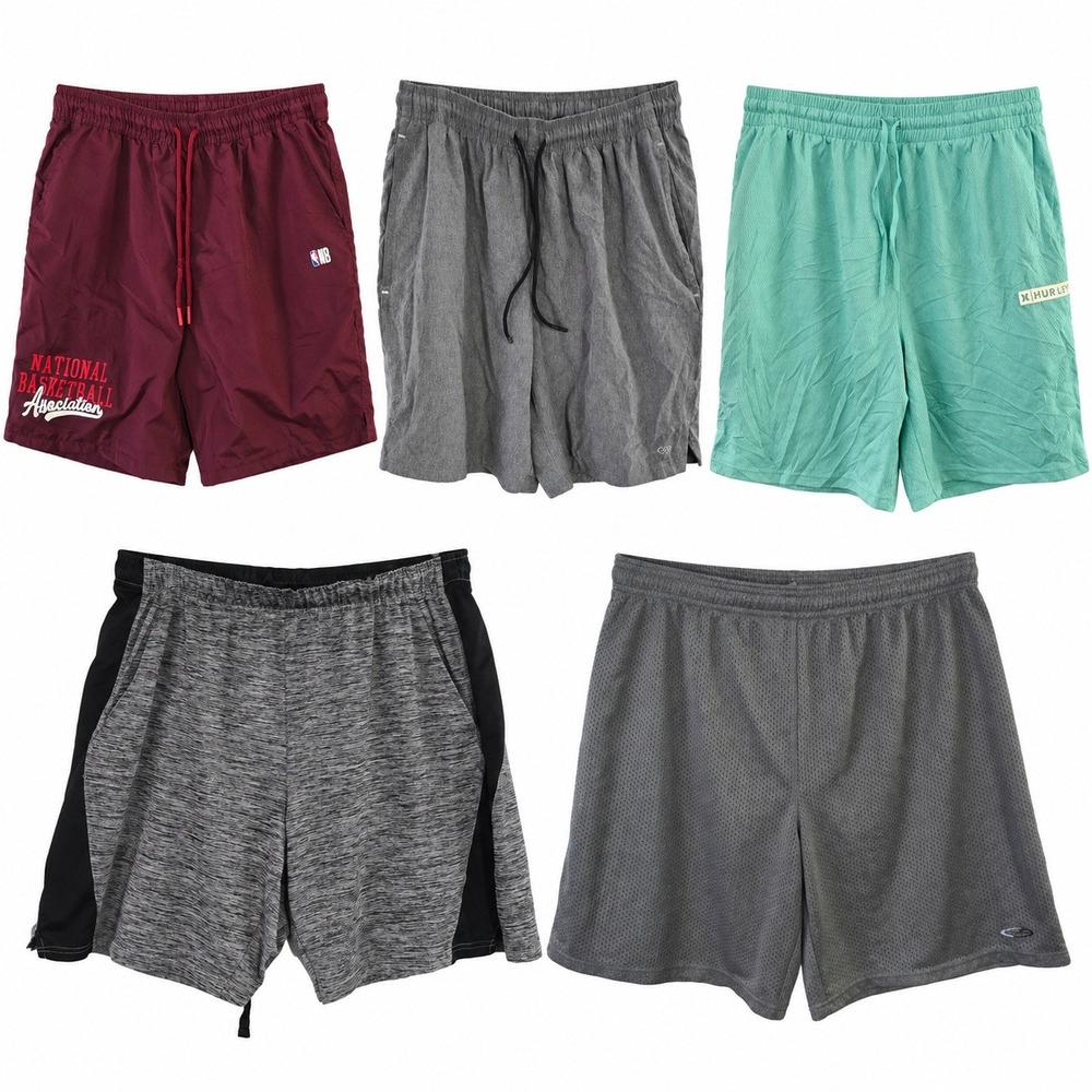 Lot of 5 Men Large Athletic Shorts NBA C9 by Champion Fila Hurley Leg3nd Multi